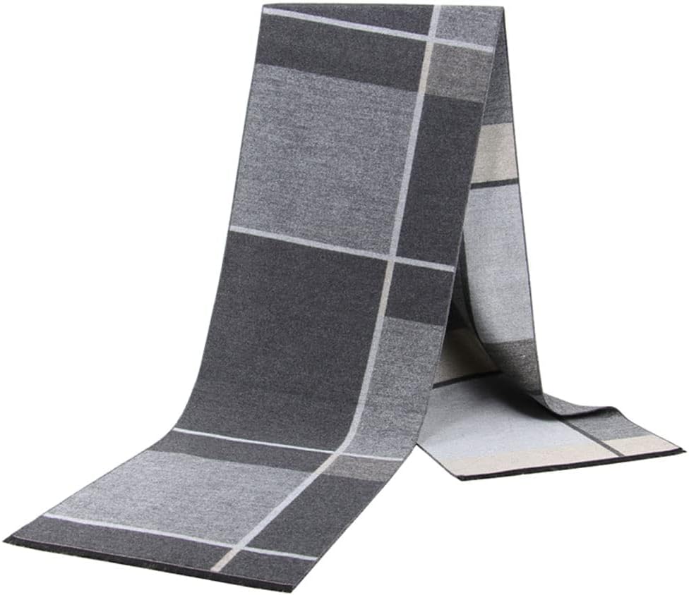 2 Packs Cashmere Feel Men Scarf for Winter, Lattice Grid Plaid Stripe Argyle Windowpane Designs Selection Husband Father Gift - Image 5